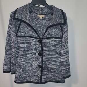 Women's Black and White Cardigan Sweater